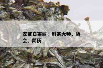 安吉白茶丽：制茶大师、协会、简历