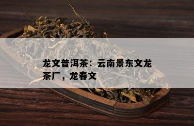 龙文普洱茶：云南景东文龙茶厂，龙春文