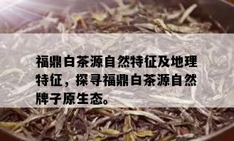 福鼎白茶源自然特征及地理特征，探寻福鼎白茶源自然牌子原生态。