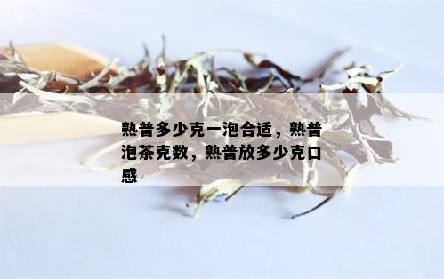 熟普多少克一泡合适，熟普泡茶克数，熟普放多少克口感