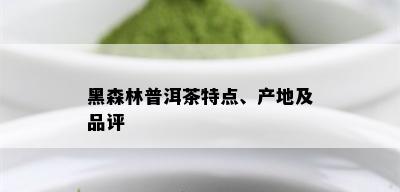 黑森林普洱茶特点、产地及品评