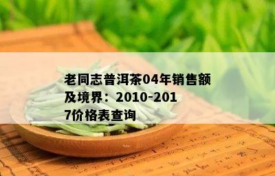 老同志普洱茶04年销售额及境界：2010-2017价格表查询