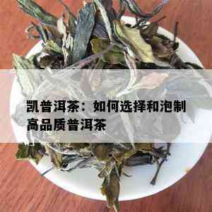 凯普洱茶：如何选择和泡制高品质普洱茶