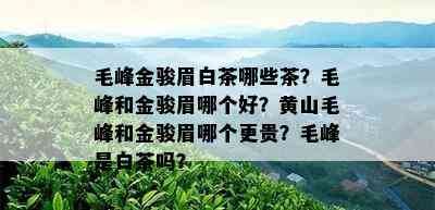 毛峰金骏眉白茶哪些茶？毛峰和金骏眉哪个好？黄山毛峰和金骏眉哪个更贵？毛峰是白茶吗？