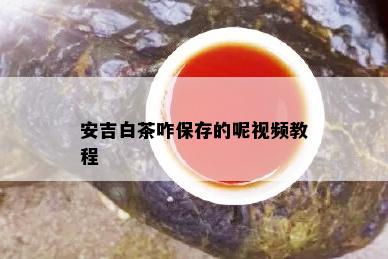 安吉白茶咋保存的呢视频教程