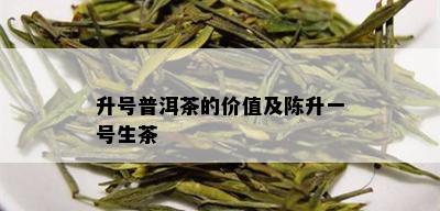 升号普洱茶的价值及陈升一号生茶