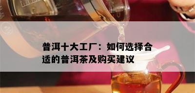 普洱十大工厂：如何选择合适的普洱茶及购买建议