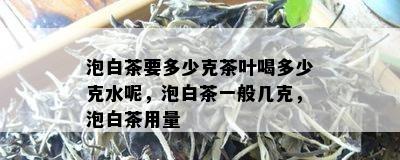 泡白茶要多少克茶叶喝多少克水呢，泡白茶一般几克，泡白茶用量