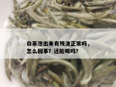 白茶泡出来有残渣正常吗，怎么回事？还能喝吗？