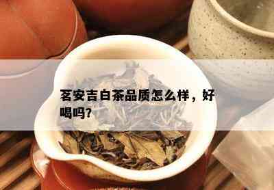 茗安吉白茶品质怎么样，好喝吗？