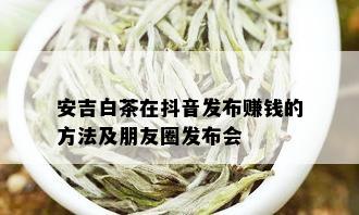 安吉白茶在抖音发布赚钱的方法及朋友圈发布会