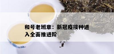 和号老班章：新冠疫接种进入全面推进阶