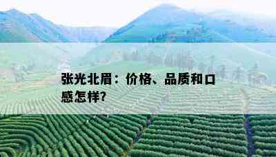 张光北眉：价格、品质和口感怎样？