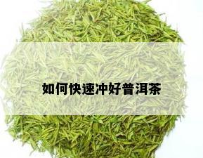 如何快速冲好普洱茶