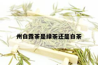 州白露茶是绿茶还是白茶