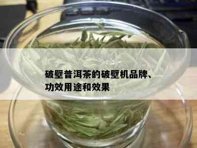 破壁普洱茶的破壁机品牌、功效用途和效果