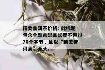 精美普洱茶价格: 此标题包含全部意思且长度不超过70个字节，且以“精美普洱茶”开头。