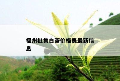 福州批售白茶价格表最新信息