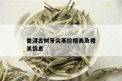 普洱古树牙尖茶价格表及相关信息