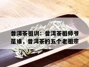 普洱茶祖训：普洱茶祖师爷是谁，普洱茶的五个老祖宗