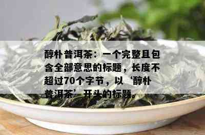 醇朴普洱茶：一个完整且包含全部意思的标题，长度不超过70个字节，以‘醇朴普洱茶’开头的标题。