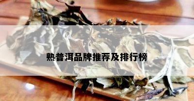 熟普洱品牌推荐及排行榜