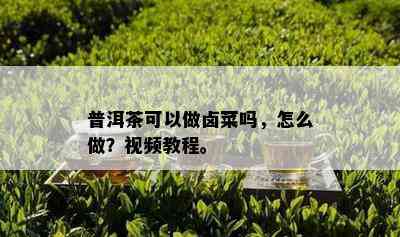 普洱茶可以做卤菜吗，怎么做？视频教程。