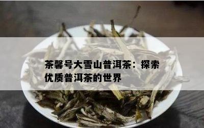 茶馨号大雪山普洱茶：探索优质普洱茶的世界