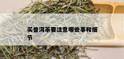 买普洱茶要注意哪些事和细节