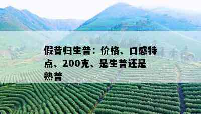 假昔归生普：价格、口感特点、200克、是生普还是熟普