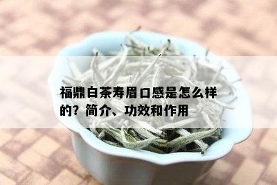 福鼎白茶寿眉口感是怎么样的？简介、功效和作用