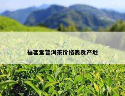 福茗堂普洱茶价格表及产地