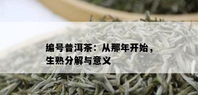 编号普洱茶：从那年开始，生熟分解与意义