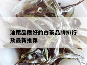 汕尾品质好的白茶品牌排行及最新推荐