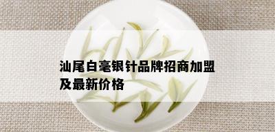 汕尾白毫银针品牌招商加盟及最新价格