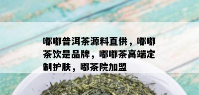 嘟嘟普洱茶源料直供，嘟嘟茶饮是品牌，嘟嘟茶高端定制护肤，嘟茶院加盟