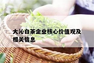 大沁白茶企业核心价值观及相关信息