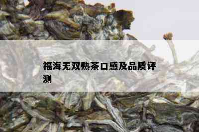 福海无双熟茶口感及品质评测