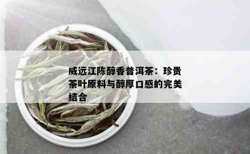 威远江陈醇香普洱茶：珍贵茶叶原料与醇厚口感的完美结合