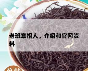 老班章招人，介绍和官网资料