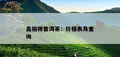 鑫裕祥普洱茶：价格表及查询