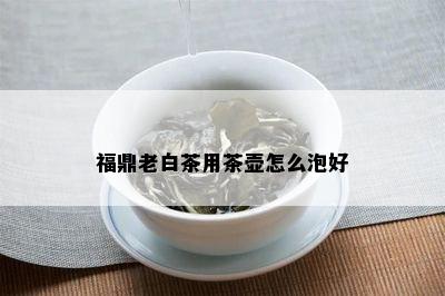 福鼎老白茶用茶壶怎么泡好