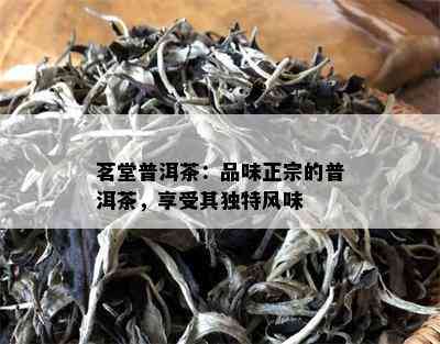 茗堂普洱茶：品味正宗的普洱茶，享受其独特风味