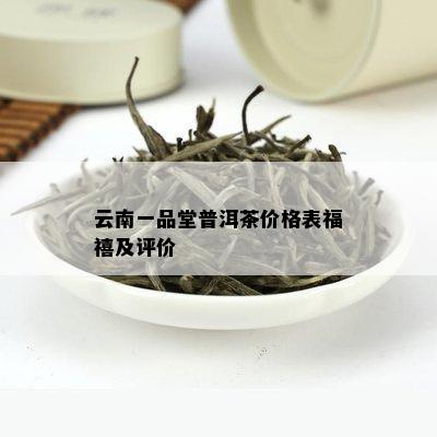 云南一品堂普洱茶价格表福禧及评价