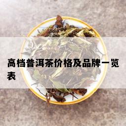 高档普洱茶价格及品牌一览表