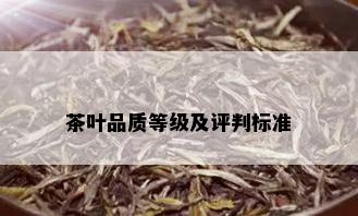 茶叶品质等级及评判标准