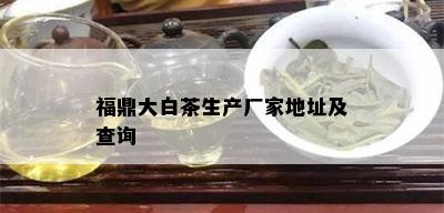 福鼎大白茶生产厂家地址及查询