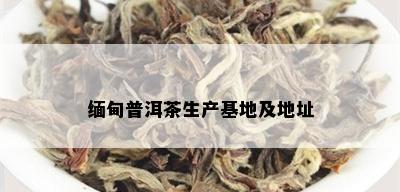 缅甸普洱茶生产基地及地址