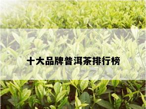 十大品牌普洱茶排行榜