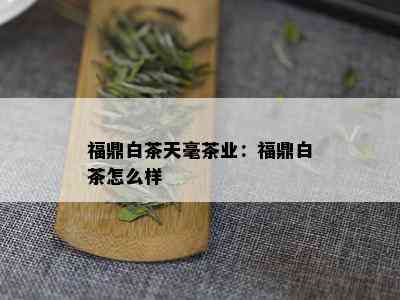 福鼎白茶天毫茶业：福鼎白茶怎么样